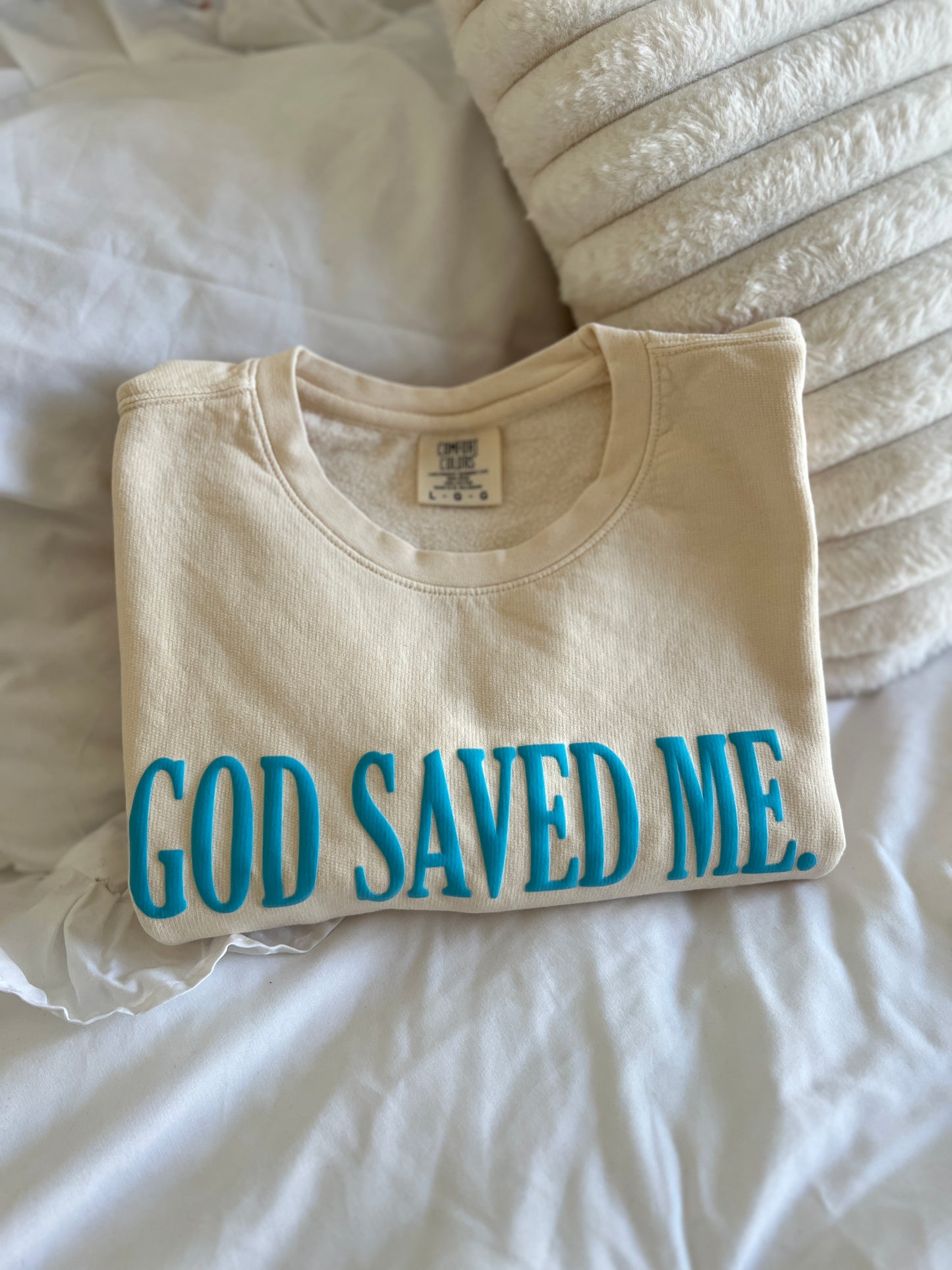 God Saved Me Ivory Crewneck - Light Weight