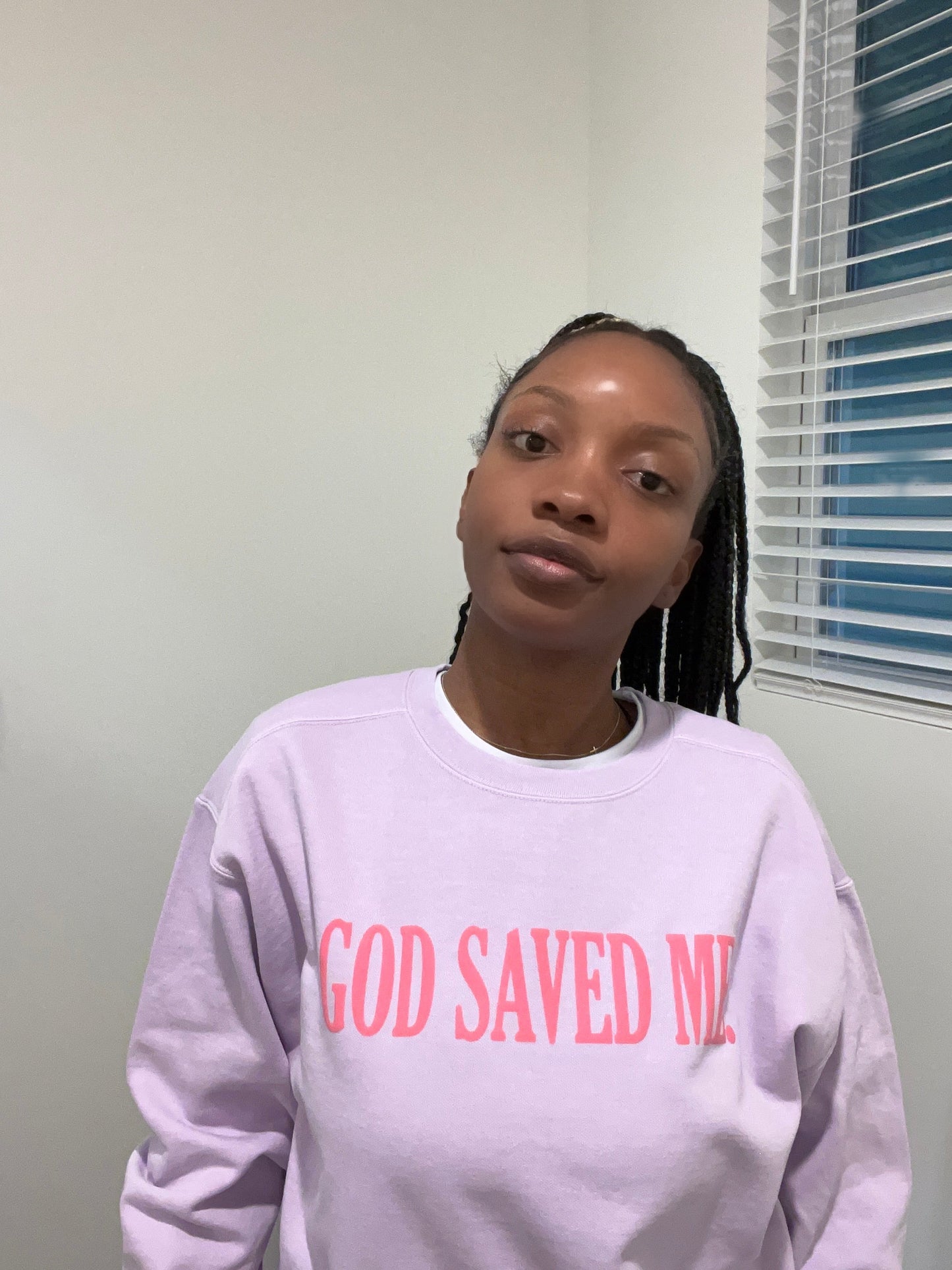 God Saved Me Orchid Crewneck