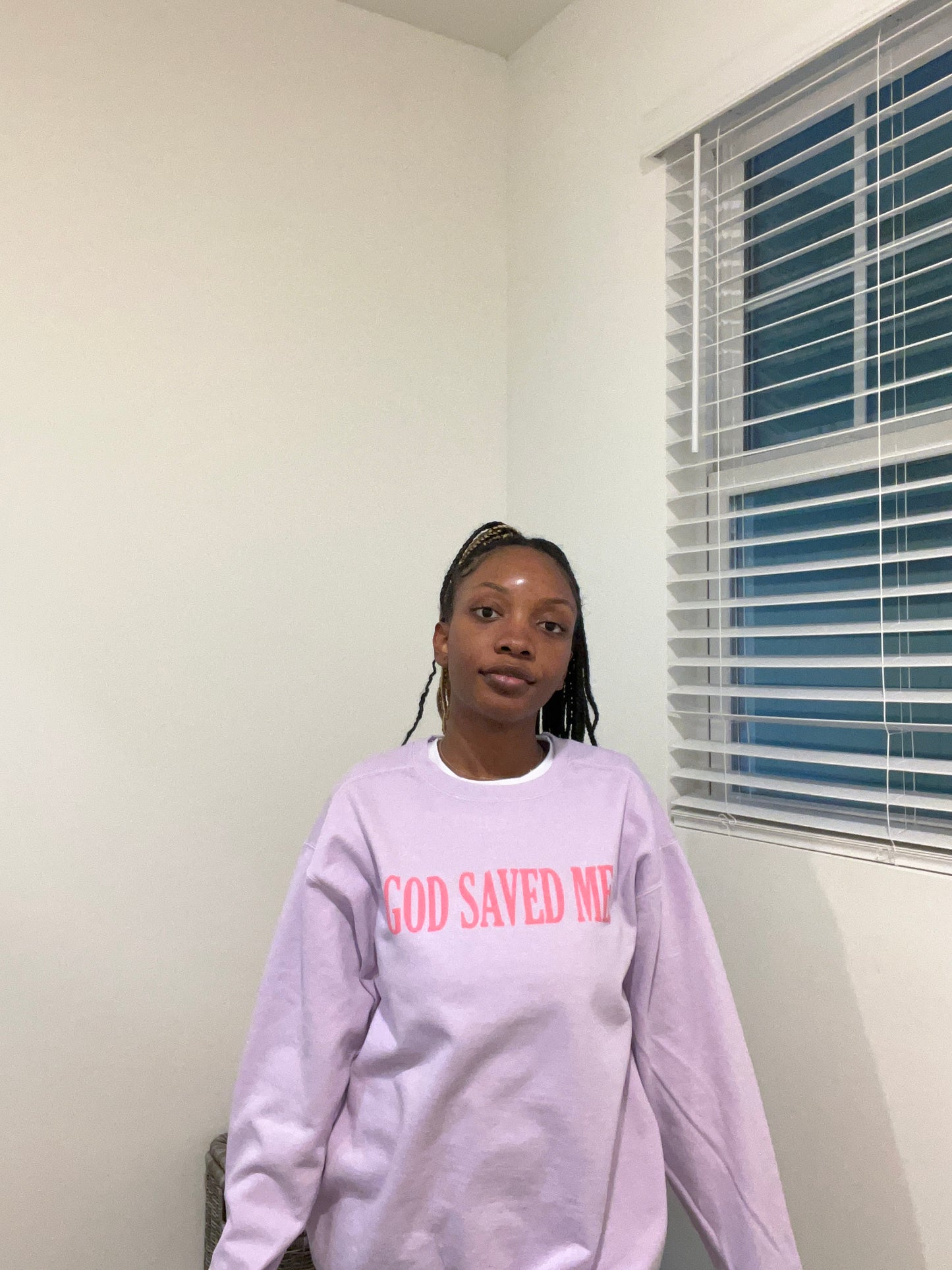 God Saved Me Orchid Crewneck
