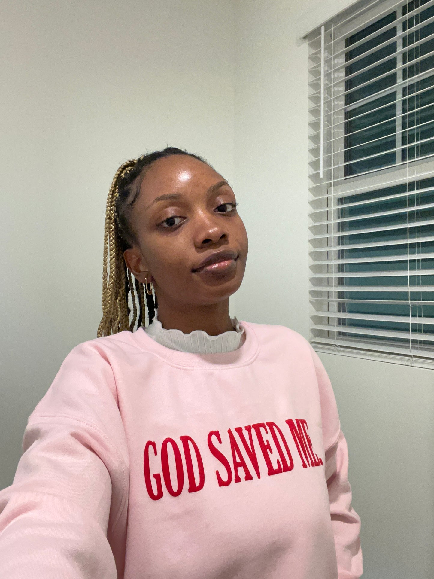 God Saved Me Pink Crewneck
