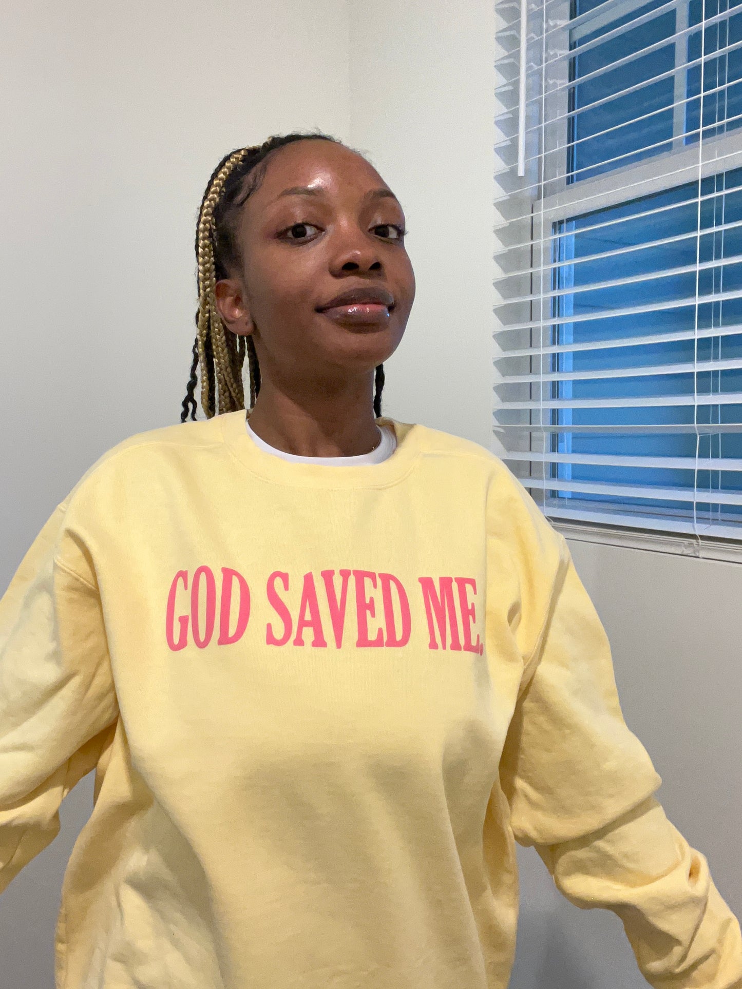 God Saved Me Yellow Crewneck