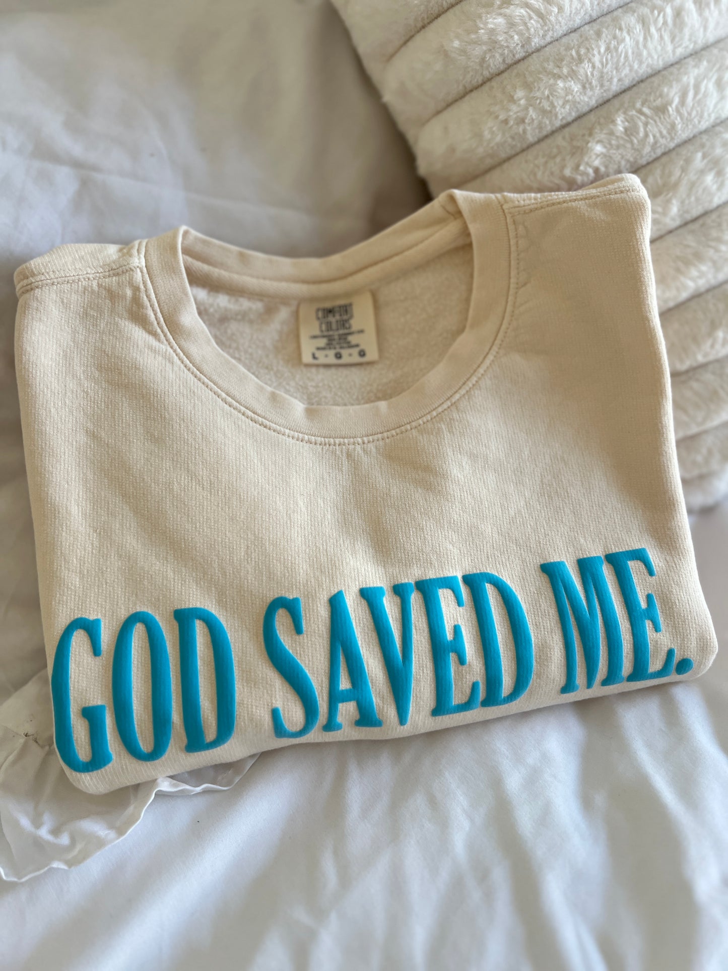 God Saved Me Ivory Crewneck - Light Weight