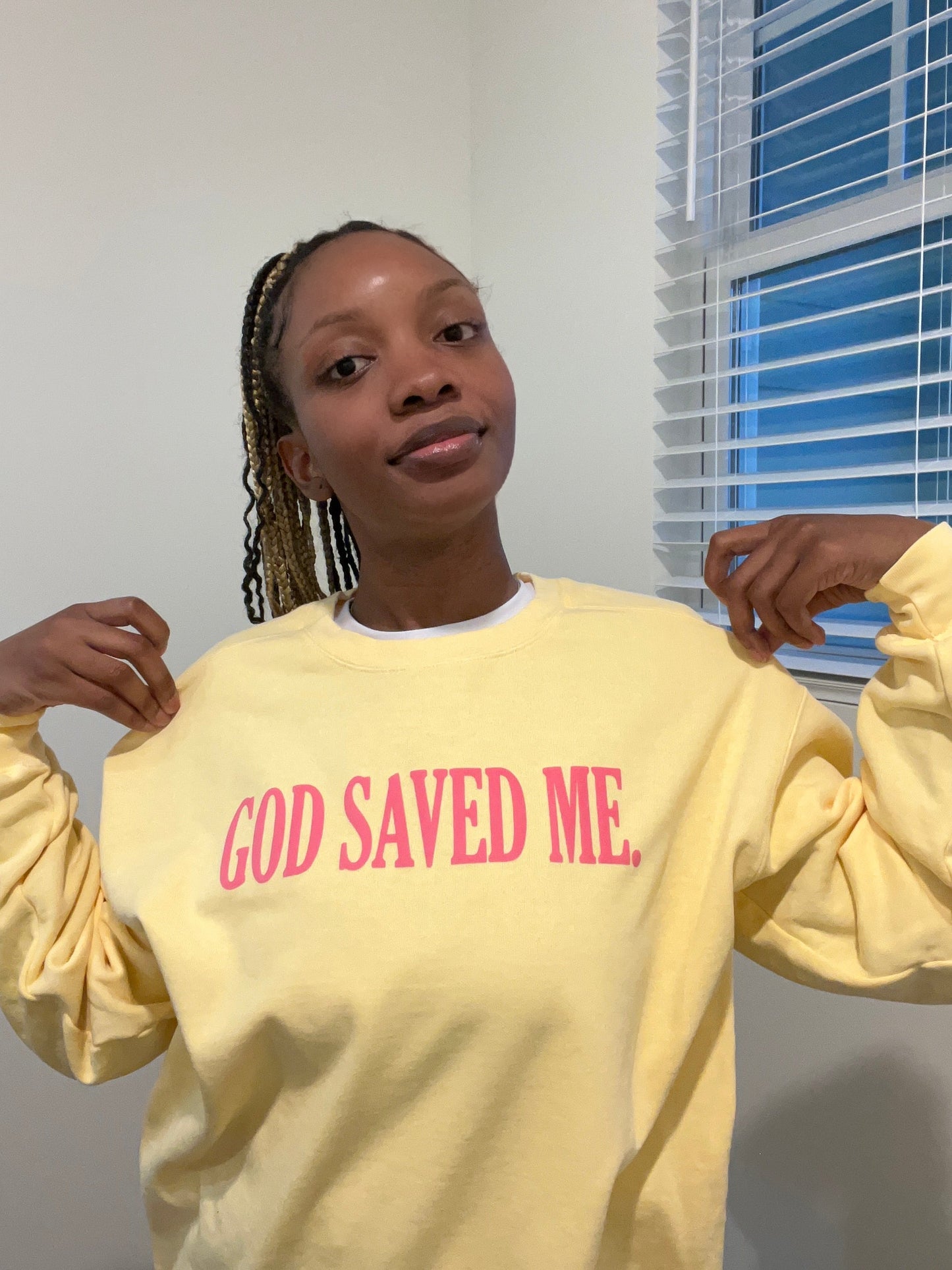 God Saved Me Yellow Crewneck