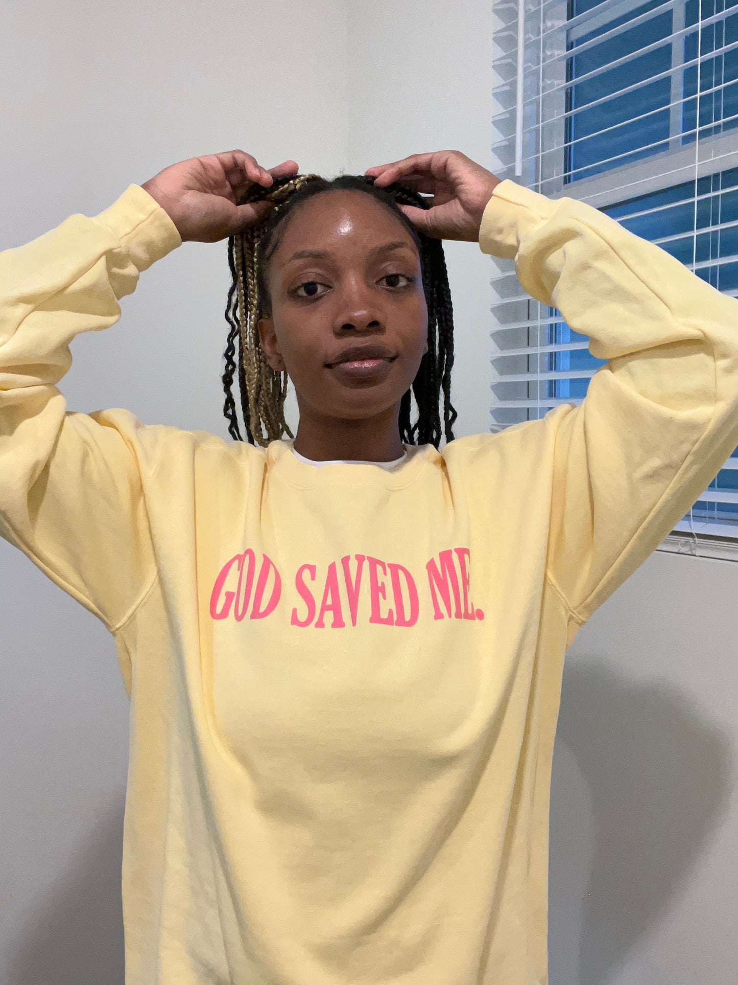 God Saved Me Yellow Crewneck