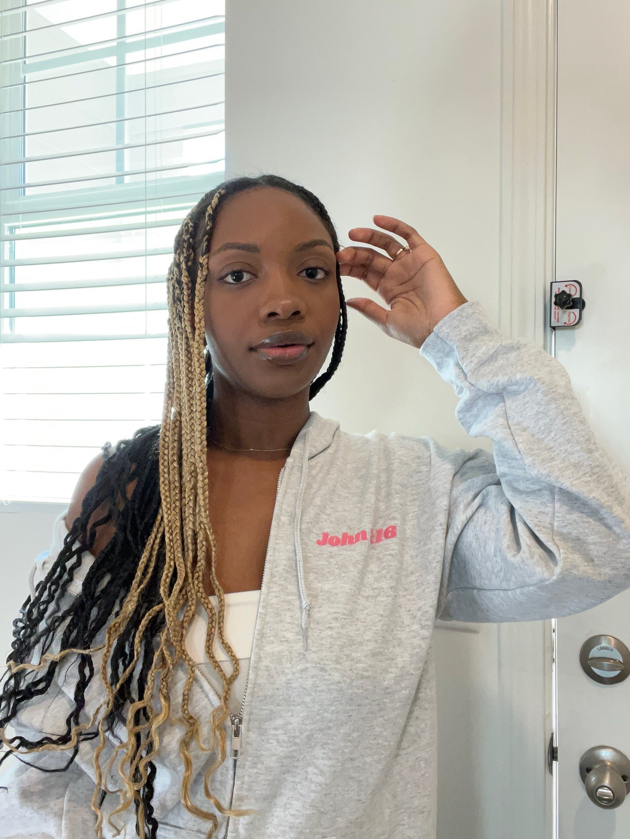 Gray John 3:16 Zip Up Hoodie