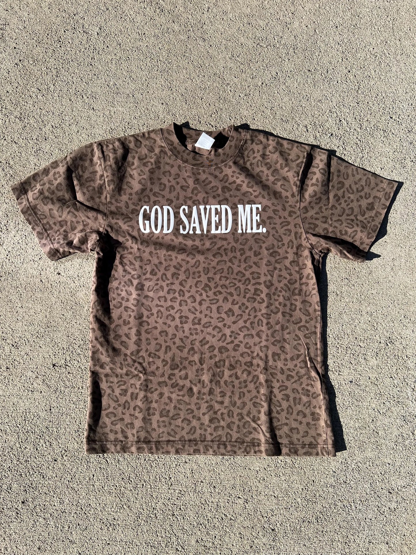 Oversized God Saved Me Leopard Print  t-shirt, Christian Apparel Oversized