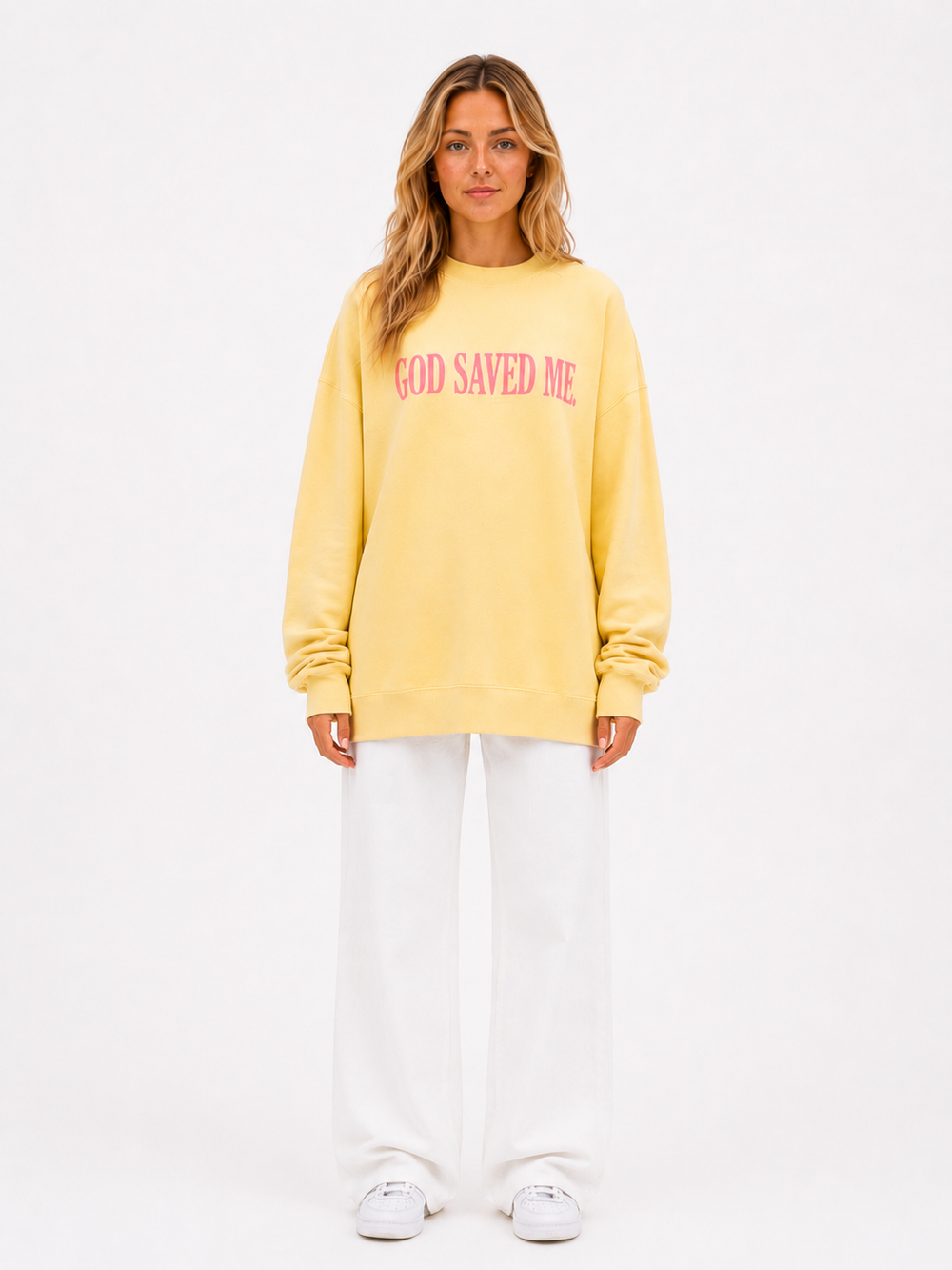 God Saved Me Yellow Crewneck