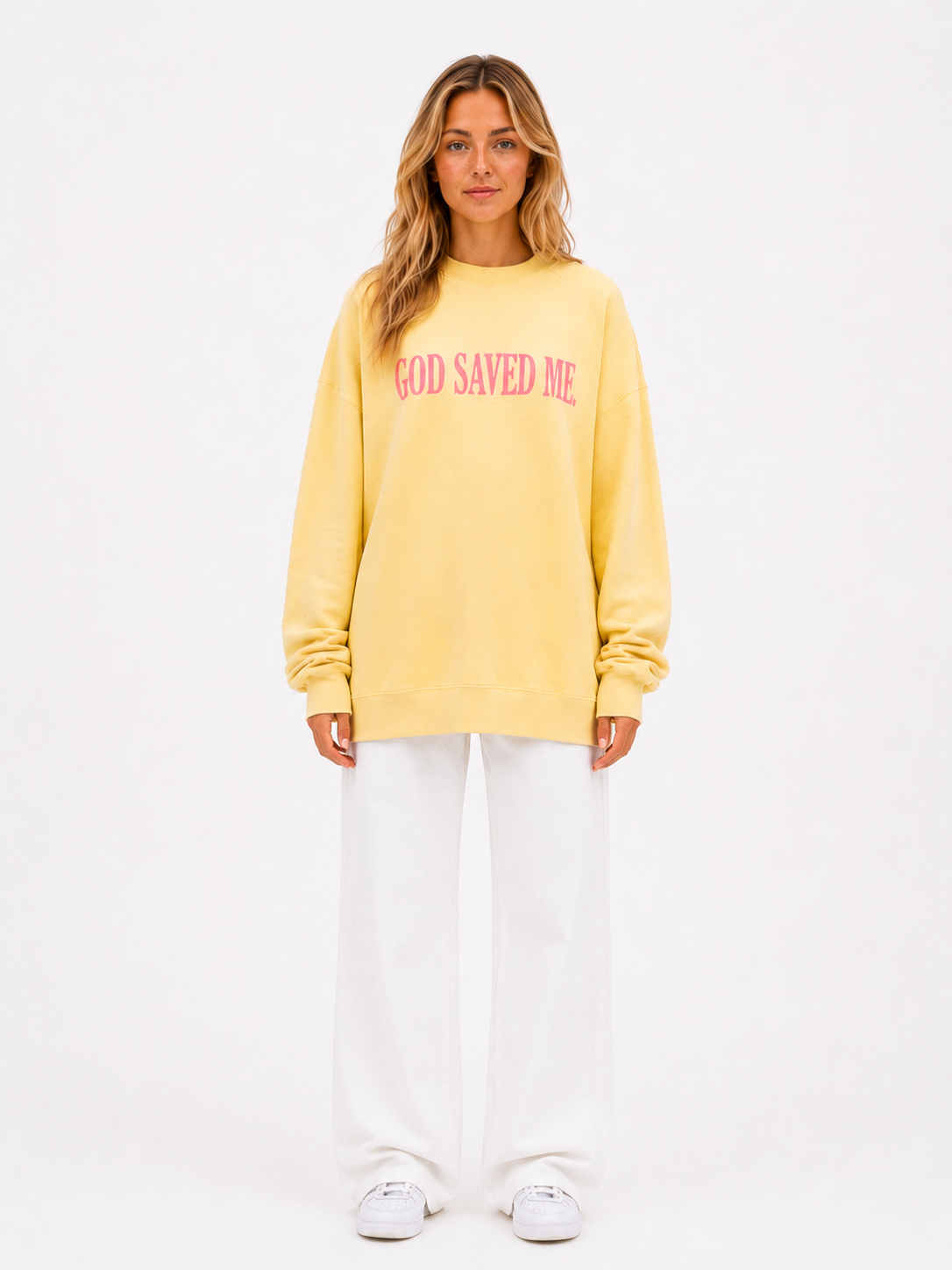 God Saved Me Yellow Crewneck