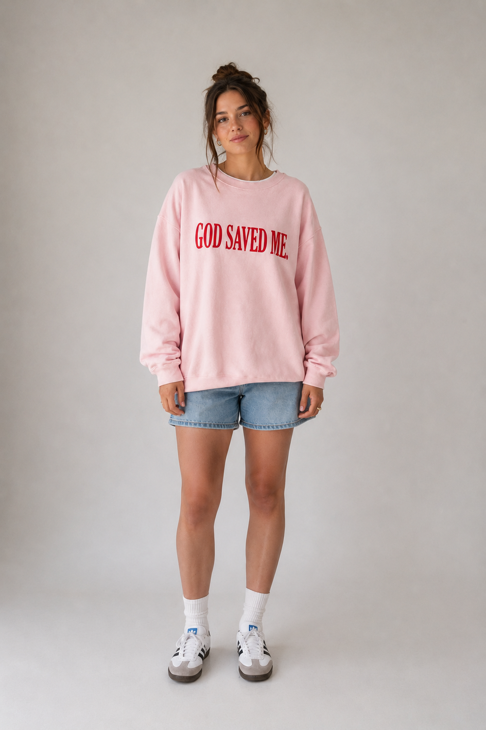 God Saved Me Pink Crewneck