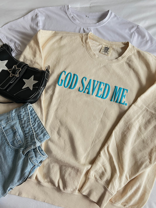 God Saved Me Ivory Crewneck - Light Weight