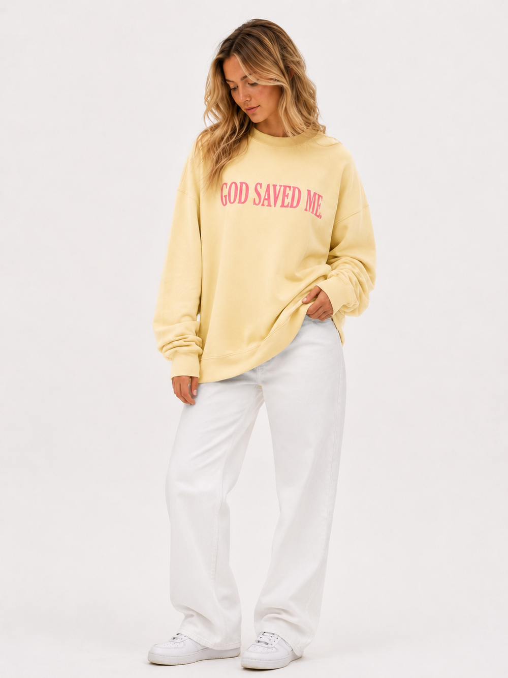 God Saved Me Yellow Crewneck