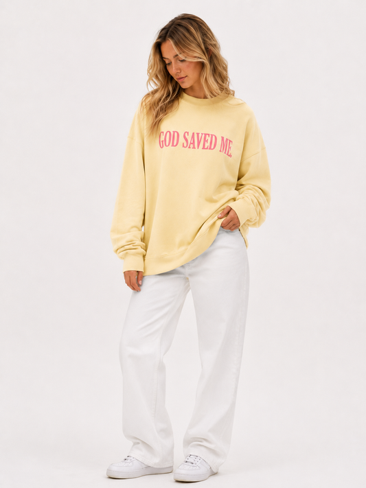 God Saved Me Yellow Crewneck