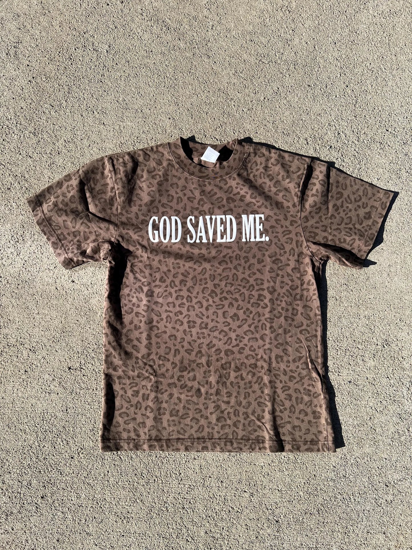 Oversized God Saved Me Leopard Print  t-shirt, Christian Apparel Oversized