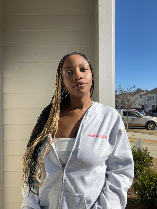 Gray John 3:16 Zip Up Hoodie
