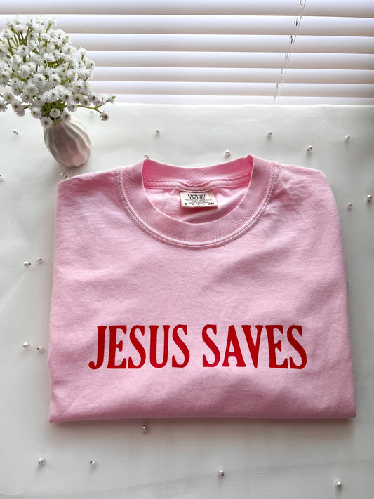 Jesus Saves T shirt (Flocked) - SeasonsBestByResa